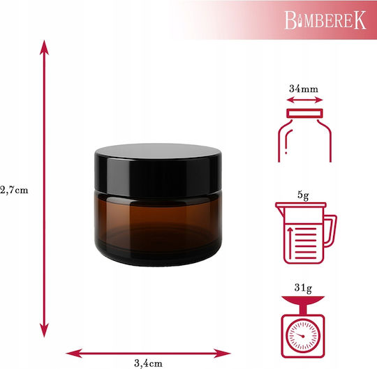 5x Glass Jar Brown Jar 5g Dark Glass Samples Cream-Ointment-Balm
