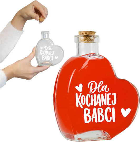 Glas Wein-/Getränkeflasche Heart 250ml Geschenk Likör Oma-Tag