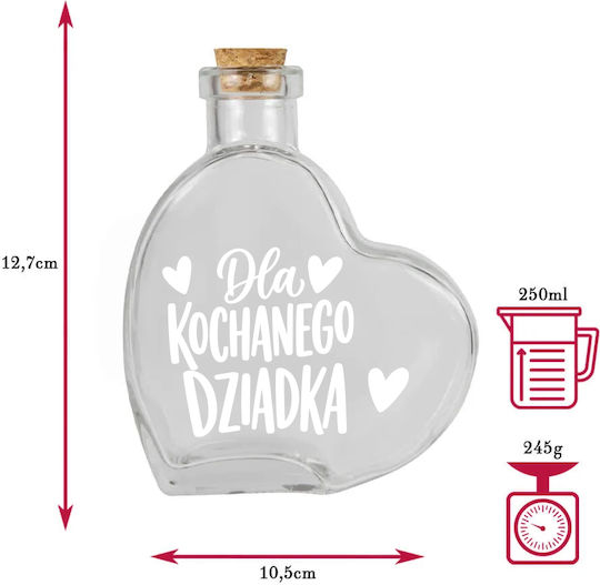 Glas Wein-/Getränkeflasche Heart 250ml Geschenk Likör Oma-Tag