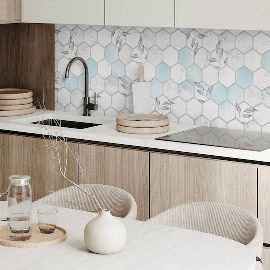 Wandsticker & Wandgemälde Vinyl Dekoration Küche Oder Badezimmer 100x50 cm Sechseckiges Design Blätter