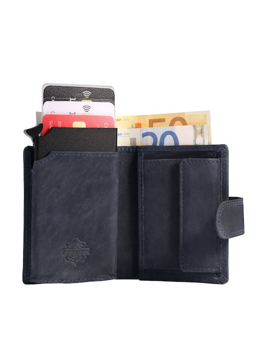 Кожен Мъжки Портфейл с RFID Син