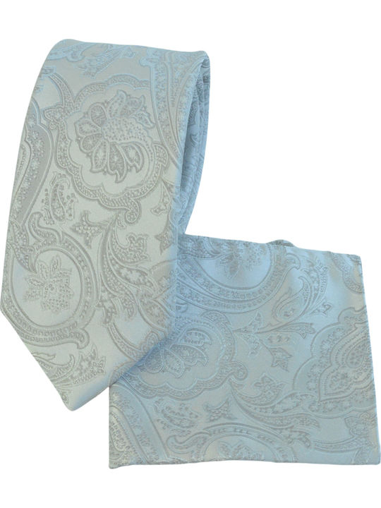 Set Herren Krawatte Seide mit Mustern in Hellblau Farbe