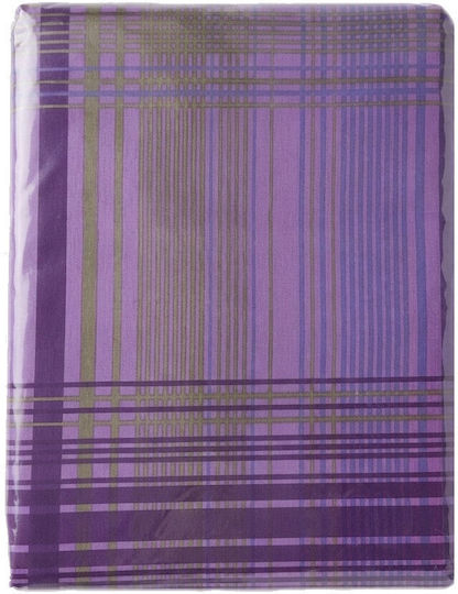 Hatzitex Module Dublu 4 Bucăți 200x240 cm Carou Violet Cu Model Dungat
