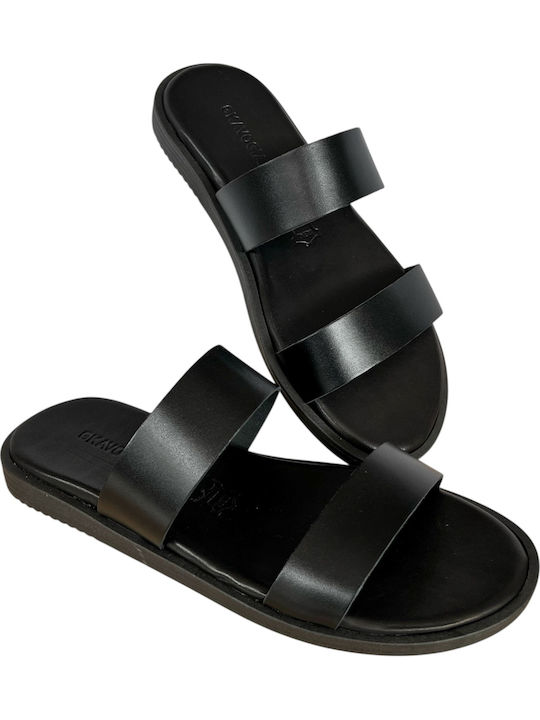 Leather Men's Sandals In Black Colour
