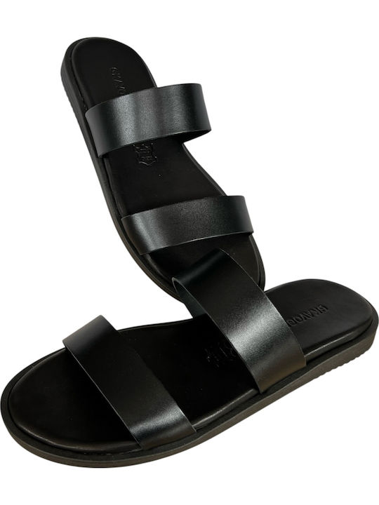 Leder Herrensandalen in Schwarz Farbe