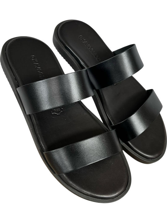 Leder Herrensandalen in Schwarz Farbe