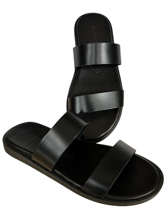 Leder Herrensandalen in Schwarz Farbe
