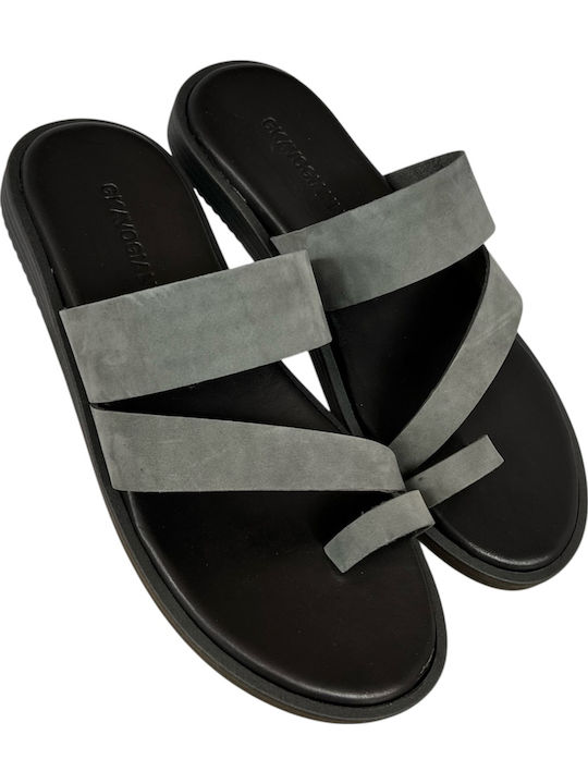 Leder Herrensandalen in Grau Farbe