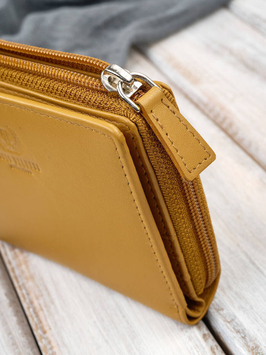 Small Leather Women's Wallet with RFID Yellow