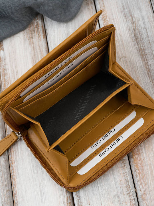 Small Leather Women's Wallet with RFID Yellow