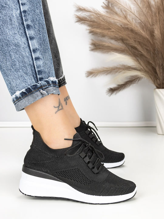 Adidași Flatforms Pentru Femei Negri Și Albi