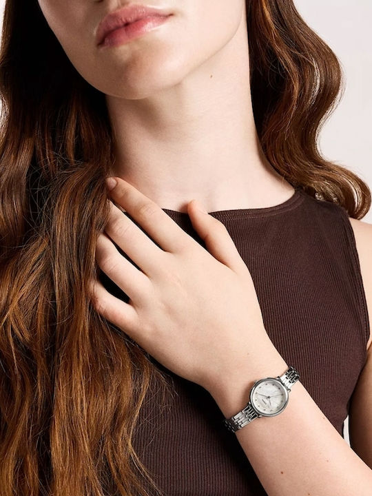 Fossil Trei Ceasuri Dama 26mm Baterie Cu Brățară Din Metal Argintie