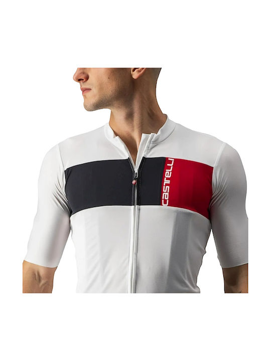 Castelli Tricou De Ciclism Pentru Bărbați Cu Mâneci Scurte Alb