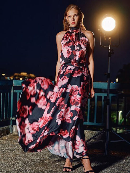 Set Mit Hohe Taille Maxi Blumen Fuchsie