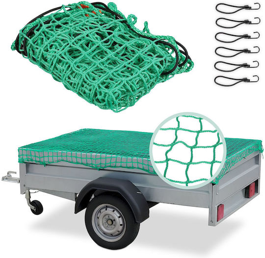 Plasă de protecție pentru remorcă Relaxdays 1.5x2.2m Verde 6 cârlige