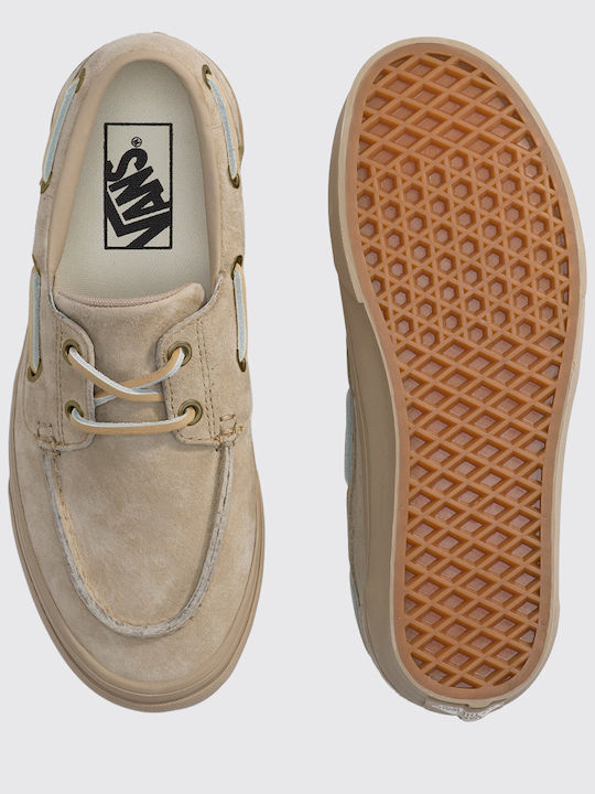 Eyelet Boat Canvas Men's Slip-Ons Beige