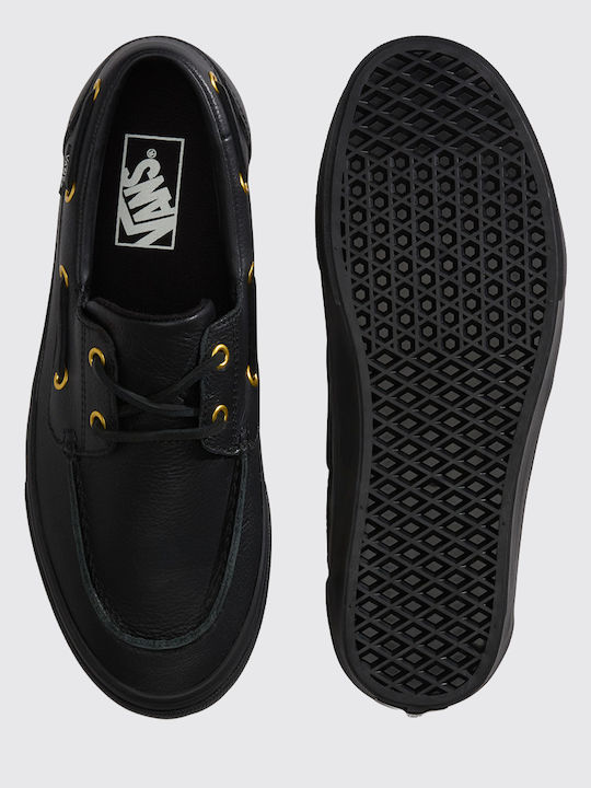 Eyelet Boat Δερμάτινα Ανδρικά Slip-On Μαύρα