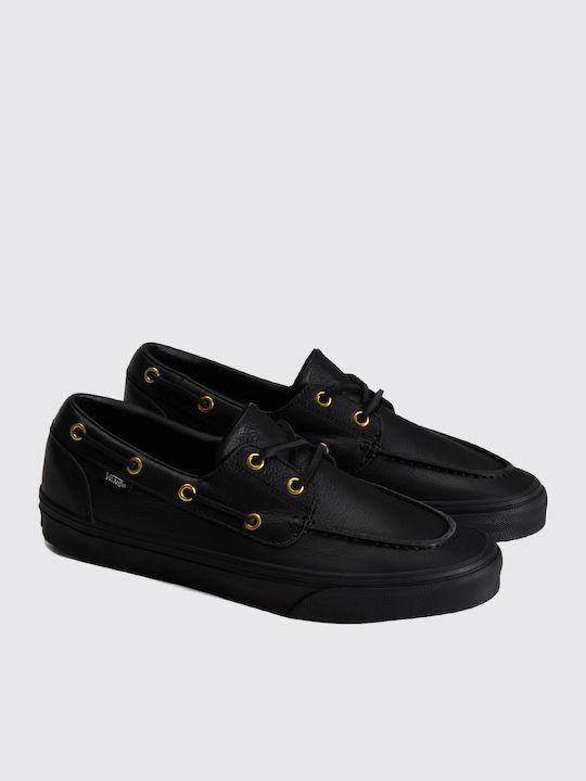 Eyelet Boat Δερμάτινα Ανδρικά Slip-On Μαύρα