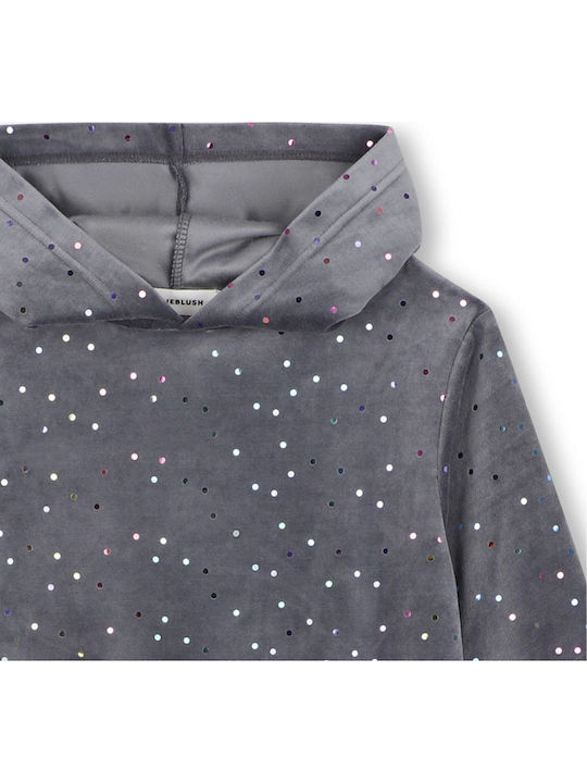 Mädchenkleid Samt Polka Dot Grau