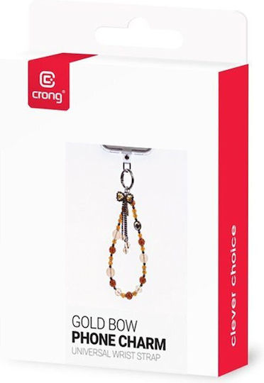 Crong Phone Charm Lanyard Phone Pendant Gold Bow Crgphch24