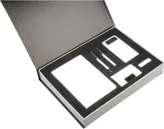 Premium Geschenke-Set Notizbuch mit Punkten mit Stiftetui Weiß