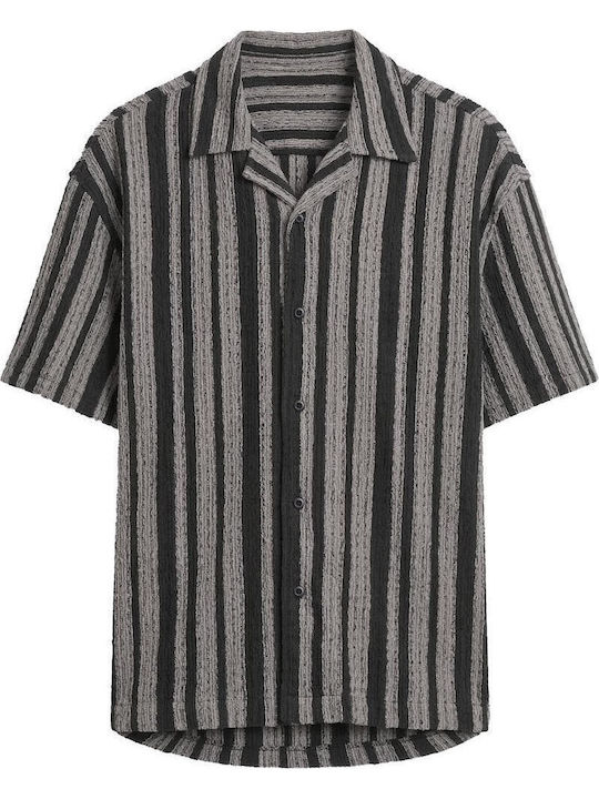 Short Sleeve Striped Black White Shirt