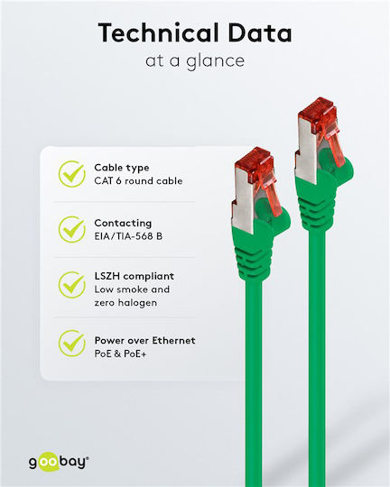 Goobay S/FTP Cat.6 (Gigabit) Ethernet Network Cable 0.15m Green