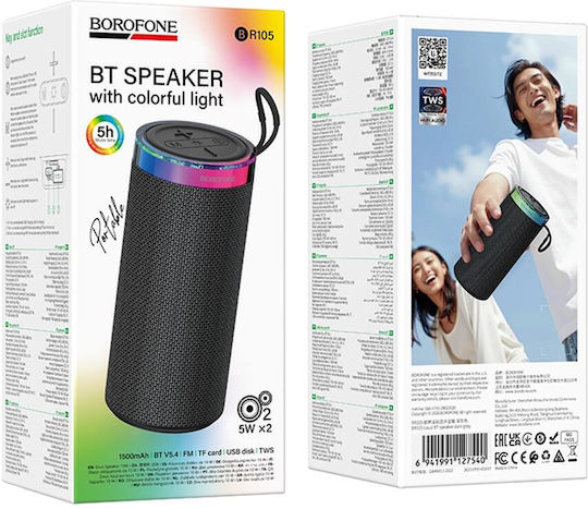 Borofone BR105 Bluetooth Lautsprecher 10W mit Tischuhr und Betriebszeiten bis zu 5 Stunden Schwarz