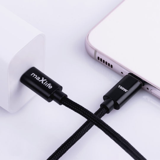 Maxlife USB 2.0 Cable USB-C Male - USB-C 100W PD Black 2m