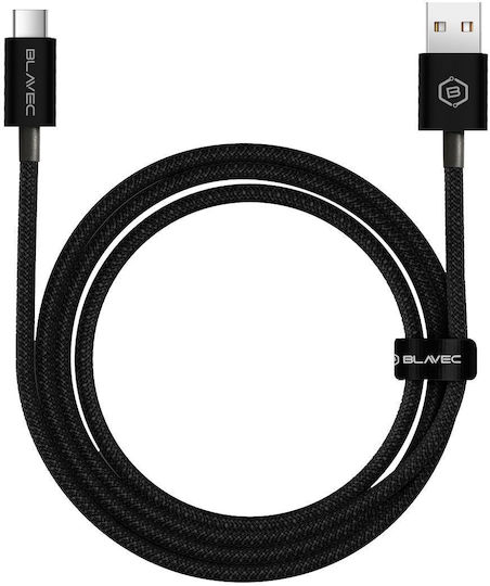 Blavec Плетена USB 2.0 Кабел USB-C мъжки - USB-A мъжки 60W Черен 1м