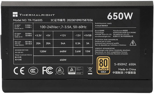 Thermalright 650W Negru Sursă de alimentare pentru calculator Complet modular 80 Plus Gold (TR-TG650)
