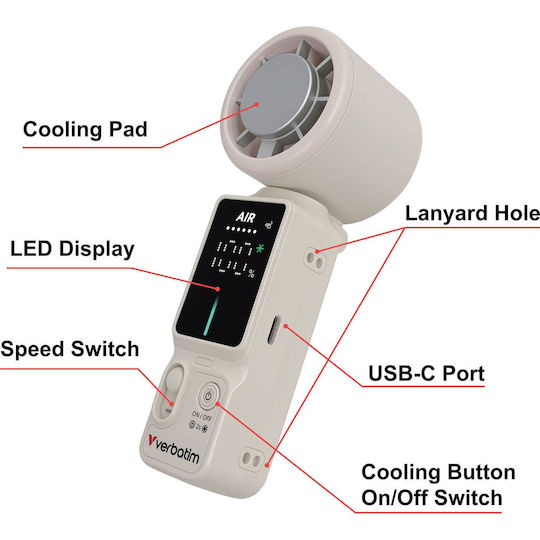 Verbatim Cool `n` Go Handheld USB Fan 10W White