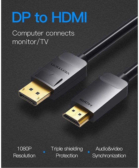 Vention Cablu DisplayPort - HDMI de sex masculin 3m Negru (HADBI)