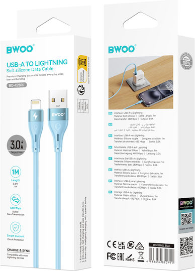 BWOO USB-A to Lightning Cable Μπλε 1m