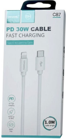 QIHANG C87 Редовна USB-C към Lightning кабел Бял 1м (872402)