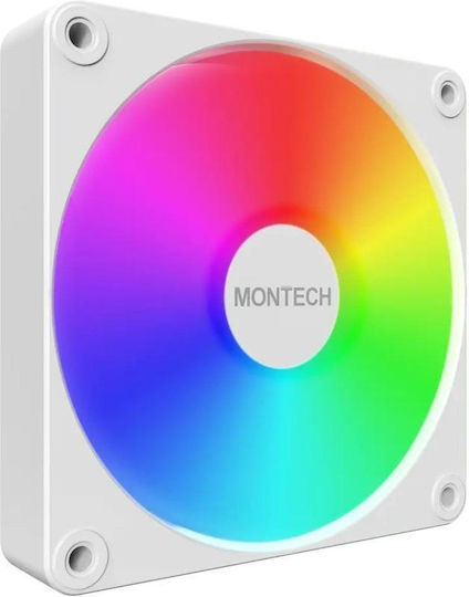 Montech GF120 V2 Case Fan (1600rpm / 66.3cfm) with ARGB Lighting and 3-Pin / 4-Pin PWM Connection 3pcs White
