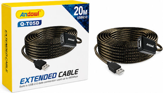 Andowl 20m USB 2.0 Cable A-Male to A-Female