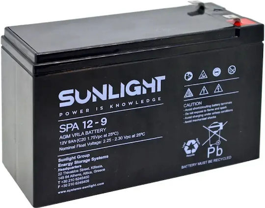 SunLight VRLA UPS Battery with Capacity 9Ah and Voltage 12V