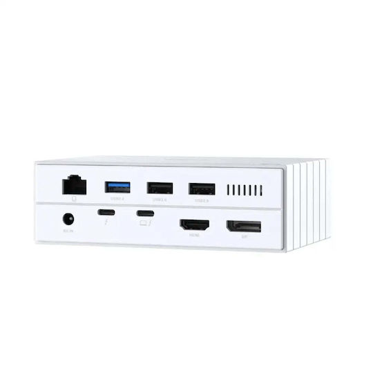 D-Link USB-C Докинг станция с HDMI/DisplayPort 4K PD Ethernet и свързване 2 монитора Бяла (DUF-E01/E)