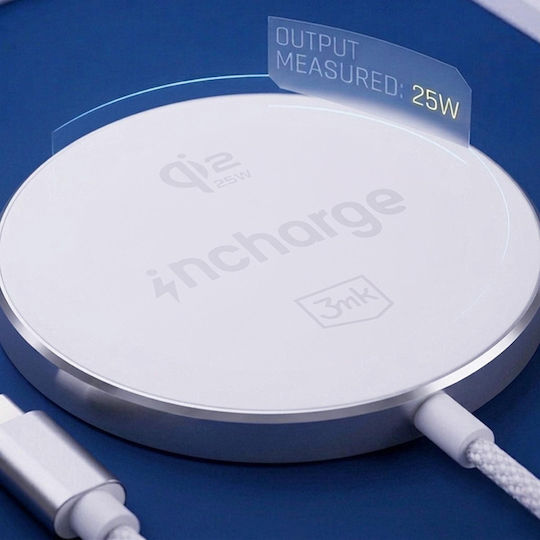 3MK Qi2 Wireless Charger 25W White (Incharge Align For Apple)
