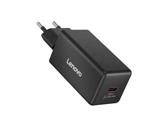 Lenovo GaN Charger with USB-C Port and USB-C - USB-C Cable 65W Power Delivery Black (40AW65WBEU)