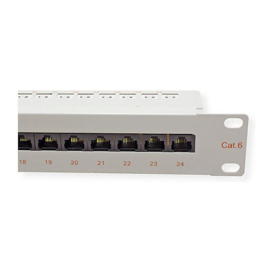 Roline Patch Panel for Rack 1U 19" with 24 cat6 Ports Gray