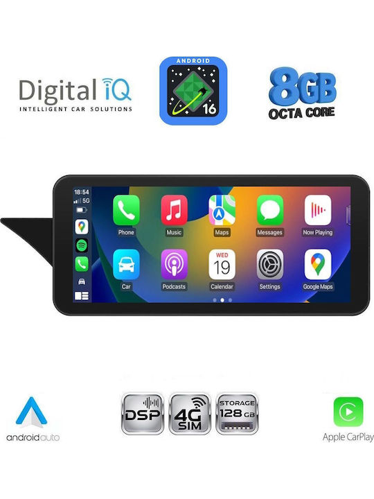 Digital IQ Auto-Audiosystem für Mercedes-Benz E Klasse 2009-2012 Bluetooth USB Eingebautes Wi-Fi GPS Apple CarPlay Android Auto mit Touchscreen 12.3 Zoll