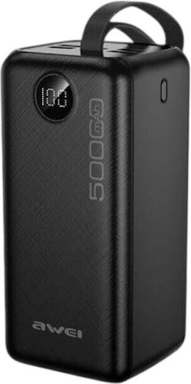 Awei P36K Power Bank 50000mAh 22.5W With 4 USB-A Output Ports And USB-C Power Delivery Output Port Black