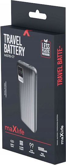 Maxlife MXPB-07 Power Bank 10000mAh with 2 USB-A Ports and USB-C Port Black