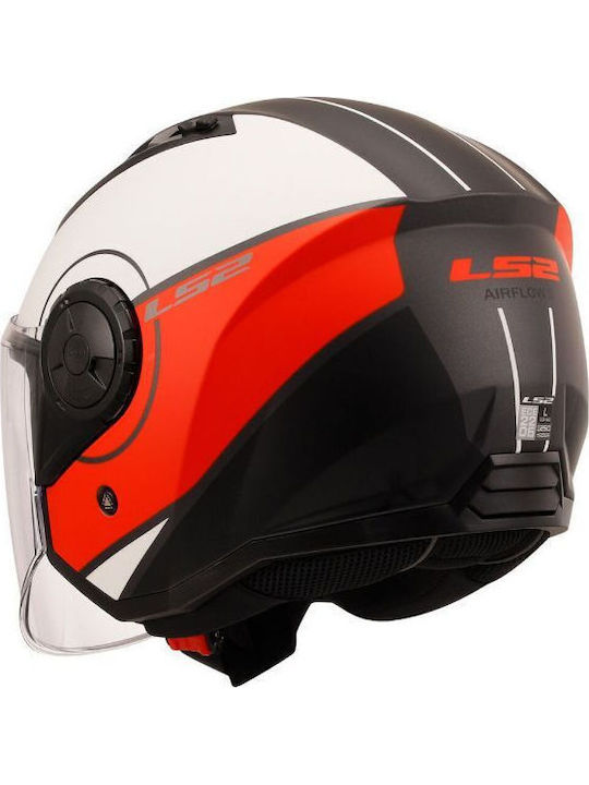LS2 Airflow Ii Cover Matt White/Red Каска За Мотор Джет ECE 22.06 1200гр