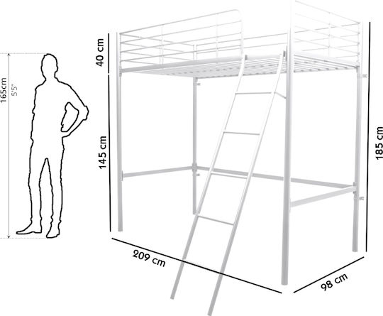 Υπερυψωμένο Μονό για Στρώμα 90x200cm