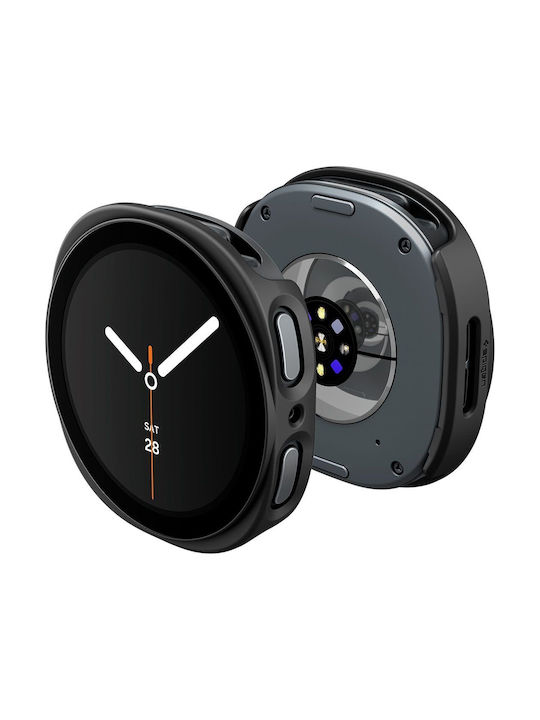 Spigen Thin Fit 360 Plastic Case with Tempered Glass in Black Colour for Samsung Galaxy Watch 8 / 9