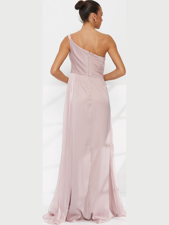 Rochie Maxi de Seara Drapată Roz