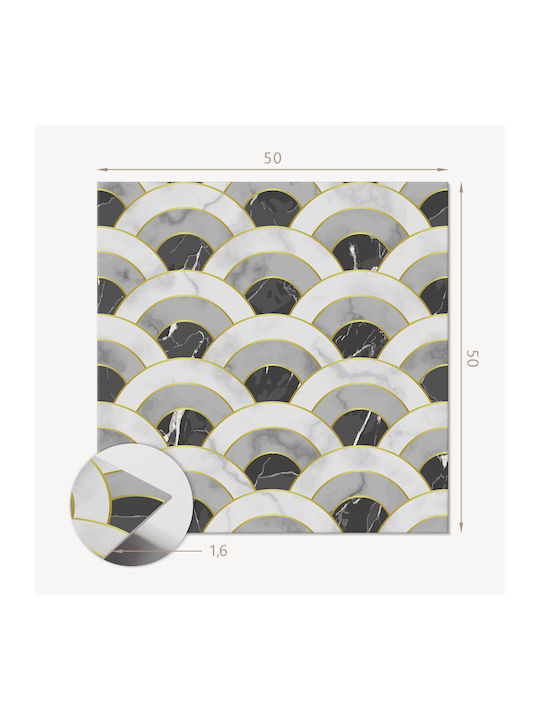 Set Vinyl Kacheln Bodenform Wellenbogen 4x50x50 cm